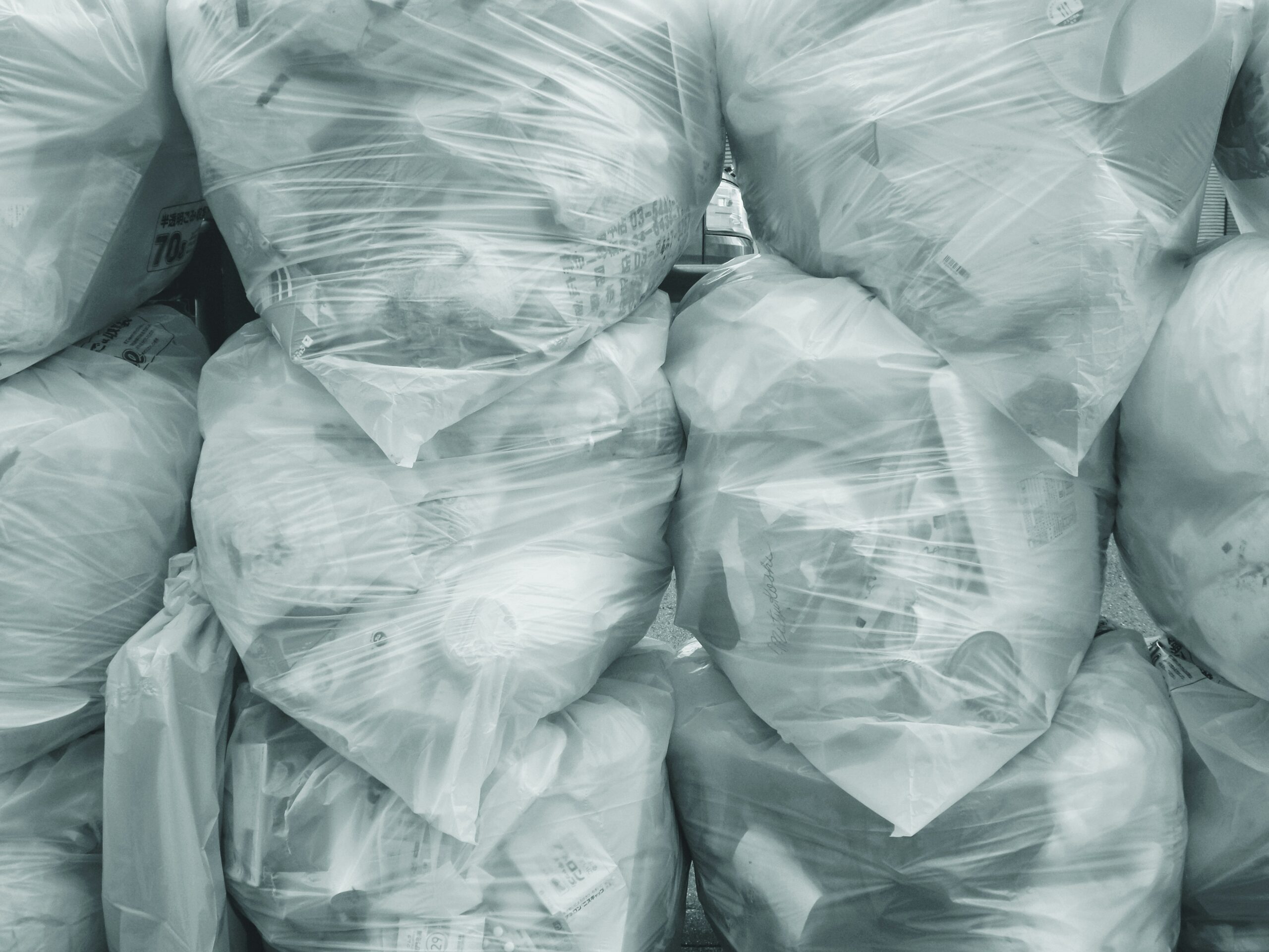 Large bags of plastic waste