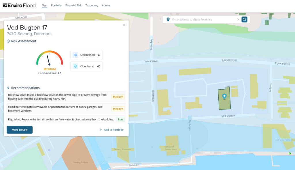 Envira flood dashboard